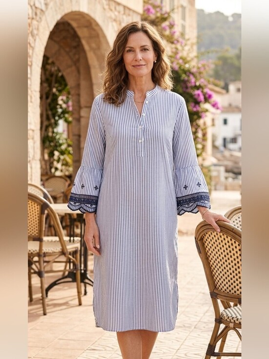 Lauren Ralph Lauren Dresses & Skirts - Ralph Lauren 14 Cotton Gauze Beachy Embroidered Striped Tunic Dress